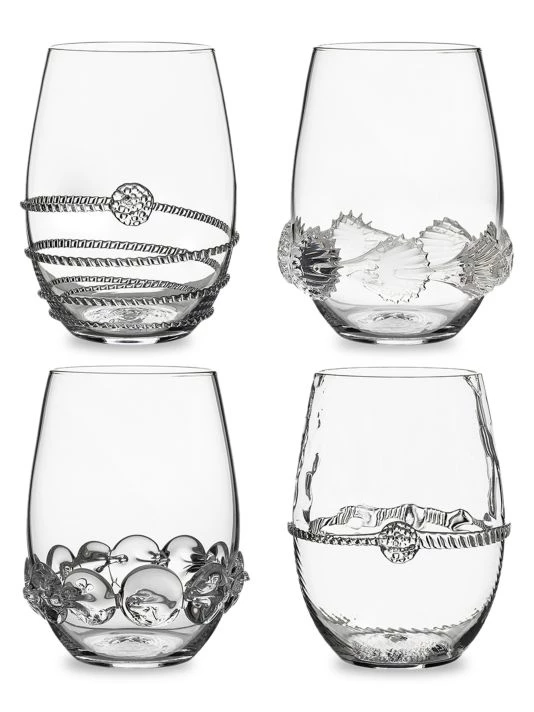 Juliska Heritage 4-Piece Assorted Stemless Wine Glass Set 3 Juliska Heritage 4-Piece Assorted Stemless Wine Glass Set