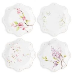Juliska Berry & Thread Floral Sketch 4-Piece Dessert/Salad Plate Set