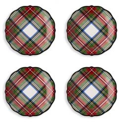 Juliska Stewart Tartan 4-Piece Cocktail Plate Set