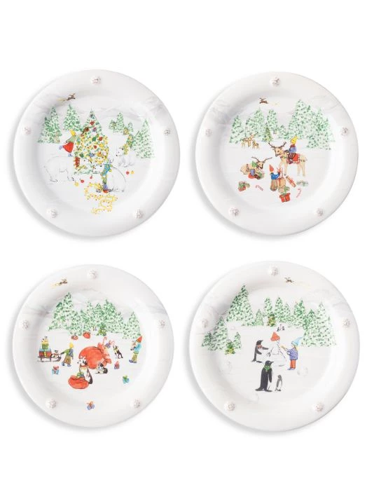 Juliska Berry & Thread North Pole 4-Piece Cocktail Plate Set 3 Juliska Berry & Thread North Pole 4-Piece Cocktail Plate Set