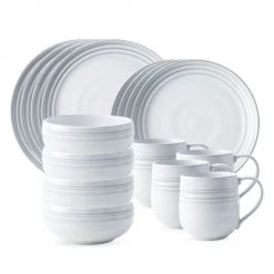 Juliska Bilbao White Truffle Ceramic 16-Piece Dinnerware Set