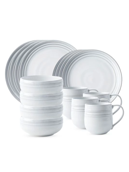 Juliska Bilbao White Truffle Ceramic 16-Piece Dinnerware Set 3 Juliska Bilbao White Truffle Ceramic 16-Piece Dinnerware Set