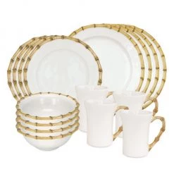 Juliska Bamboo Ceramic 16-Piece Dinnerware Set