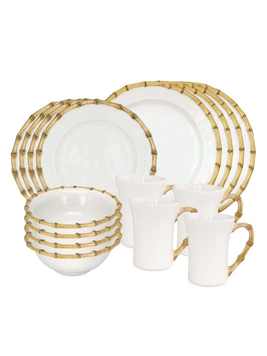 Juliska Bamboo Ceramic 16-Piece Dinnerware Set 3 Juliska Bamboo Ceramic 16-Piece Dinnerware Set