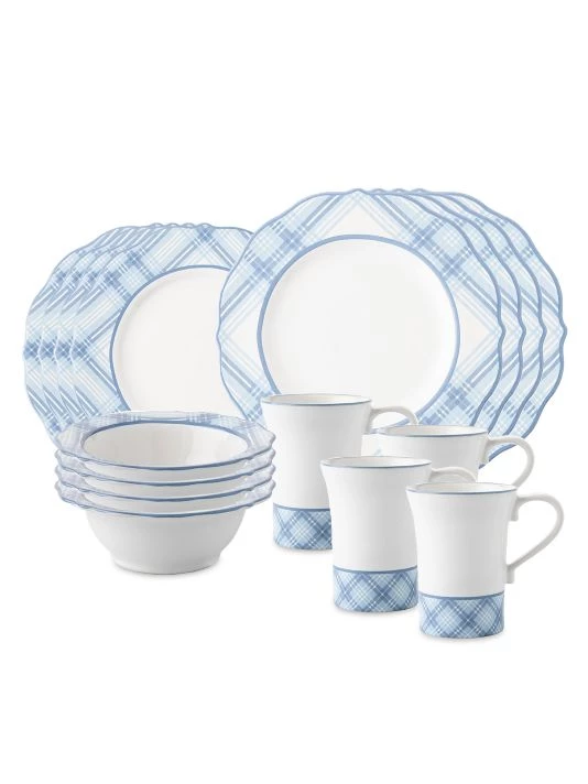 Juliska 16-Piece Tartan Chambray Set 3 Juliska 16-Piece Tartan Chambray Set