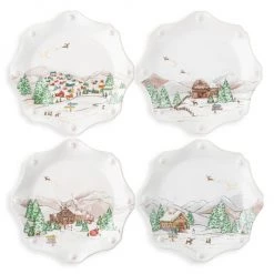Juliska Sales 28 Juliska Berry & Thread North Pole 4-Piece Dessert & Salad Plate Set