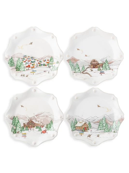 Juliska Berry & Thread North Pole 4-Piece Dessert & Salad Plate Set 3 Juliska Berry & Thread North Pole 4-Piece Dessert & Salad Plate Set