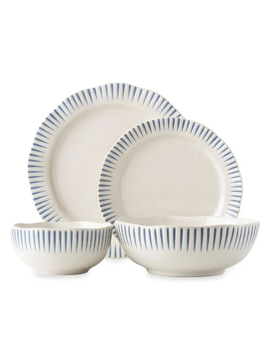 Juliska Sitio Stripe Indigo 4-Piece Place Setting 3 Juliska Sitio Stripe Indigo 4-Piece Place Setting