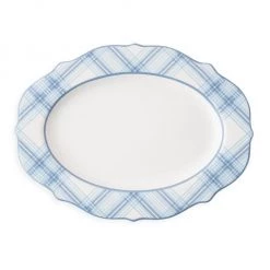 Juliska Chambray Ceramic Tartan Platter