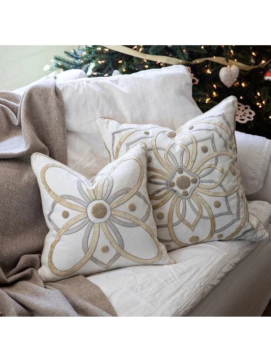 Juliska Berry & Thread Gold & Silver Embroidered Pillow 6 Juliska Berry & Thread Gold & Silver Embroidered Pillow - Image 4