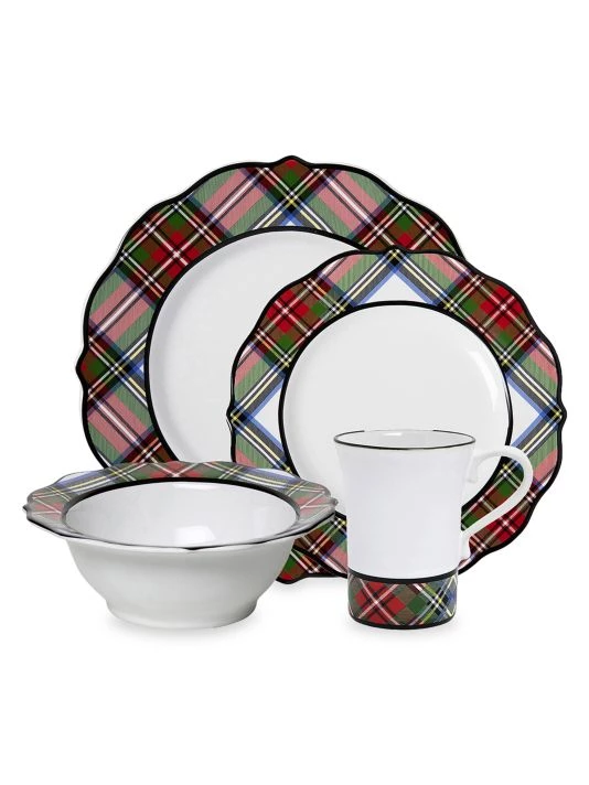 Juliska Stewart Tartan 16-Piece Dinnerware Set 2 Juliska Stewart Tartan 16-Piece Dinnerware Set