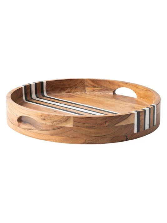Juliska Stonewood Stripe Acacia Wood Round Tray 3 Juliska Stonewood Stripe Acacia Wood Round Tray
