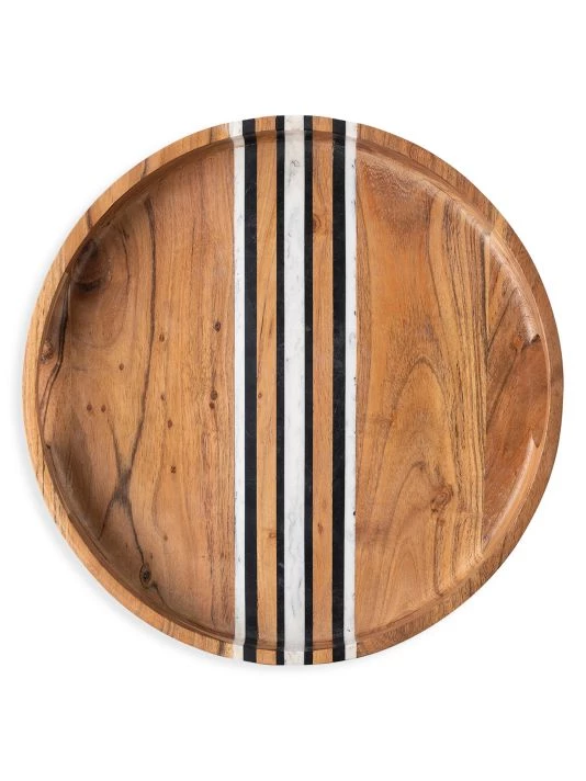 Juliska Stonewood Stripe Acacia Wood Round Tray 4 Juliska Stonewood Stripe Acacia Wood Round Tray - Image 2