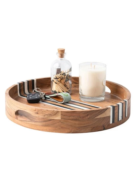 Juliska Stonewood Stripe Acacia Wood Round Tray 5 Juliska Stonewood Stripe Acacia Wood Round Tray - Image 3