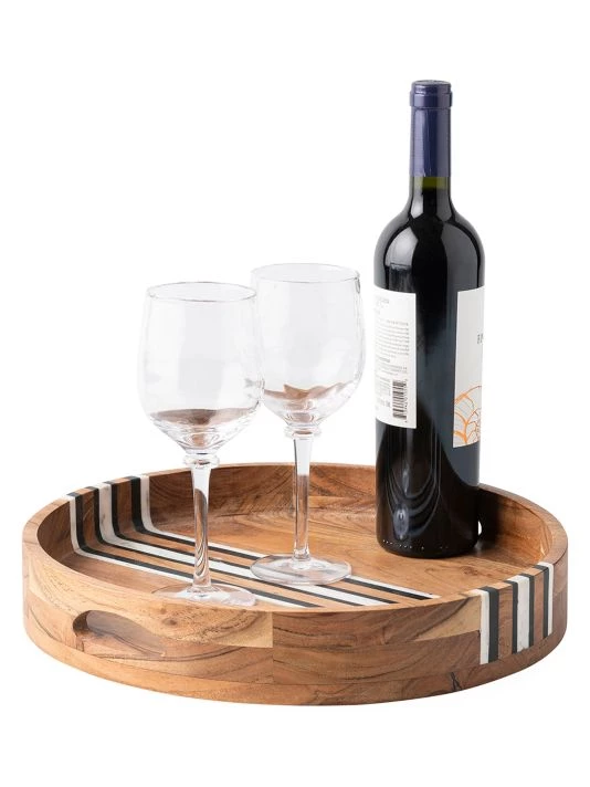 Juliska Stonewood Stripe Acacia Wood Round Tray 6 Juliska Stonewood Stripe Acacia Wood Round Tray - Image 4